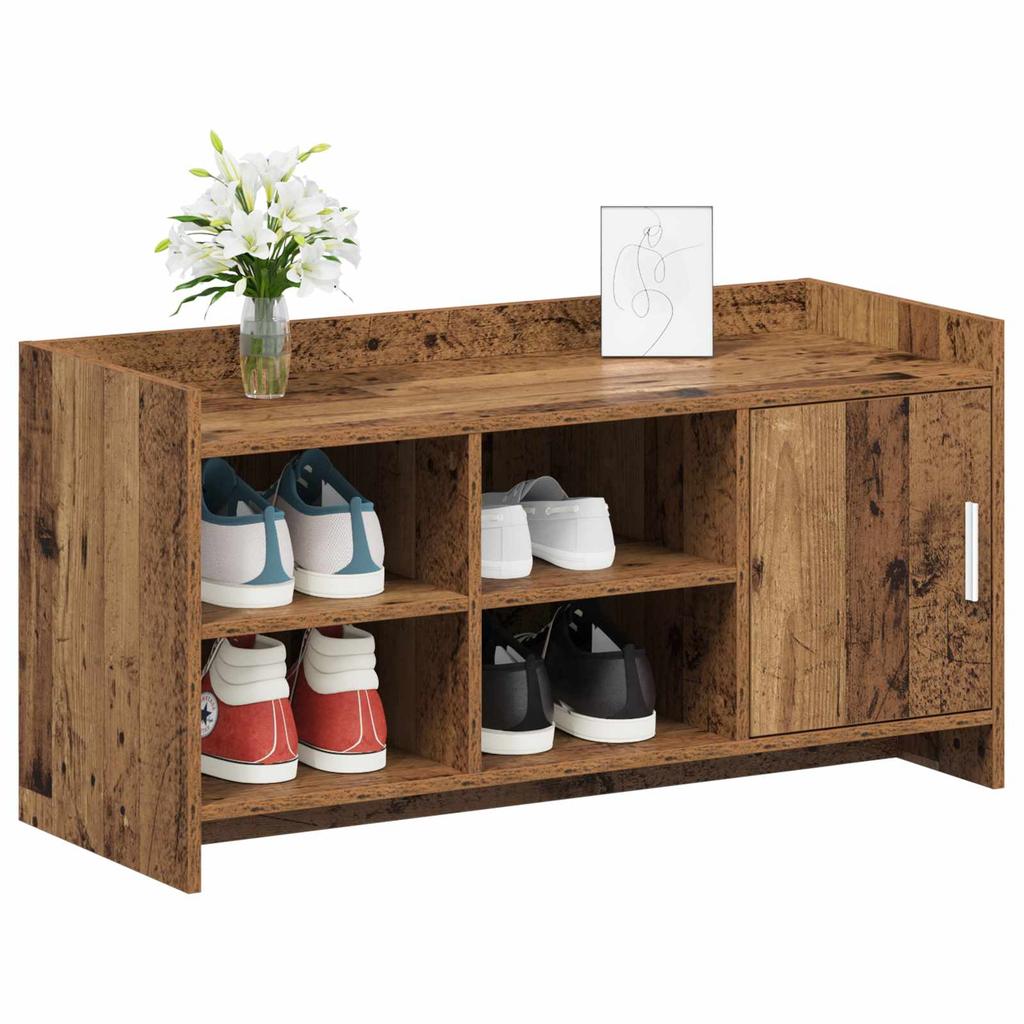 Shoe Cabinet with Door Rustic Wood Look 100 x 39.5 x 51 cm Engineered Wood
