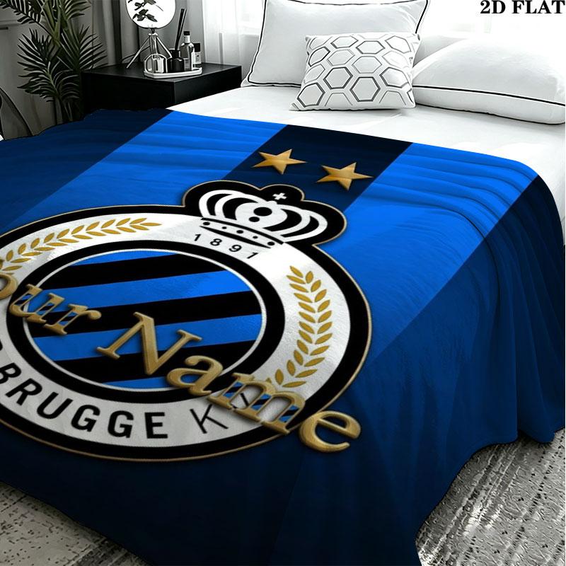 1PC Club Brugge KV Custom Name Patterned Flannel Blanket Suitable For All Seasons for Home Decor Warmth and Comfort Gifts Holiday Present