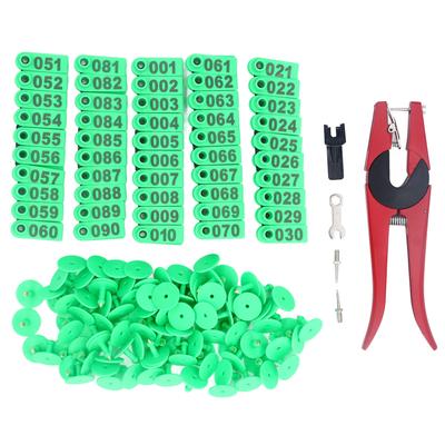 100 Sets Vieh Ohr Tag Kit Anzahl Tier Ohr Tag mit Applikator für Rinder Pferd Schwein Schafe