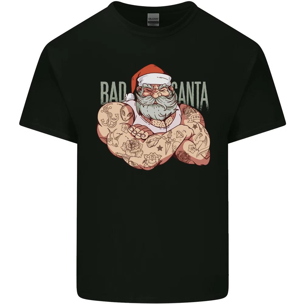 Bad Santa Christmas Tattoo Xmas Biker Gym Unisexs Light Cotton TShirt S