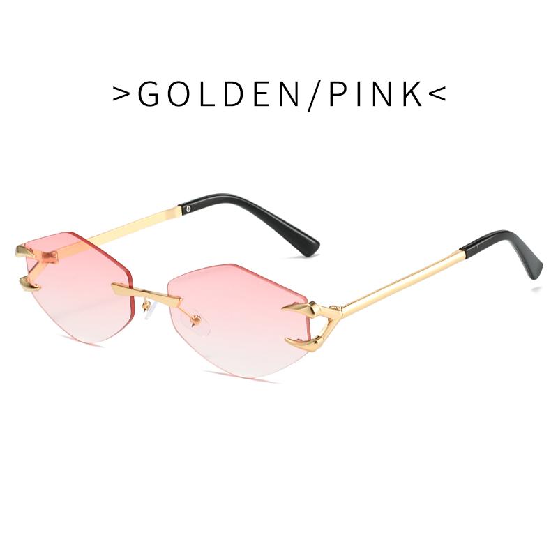 Retro Polygonal Sunglasses for Women Fashion Rimless Irregular Square Ladies Sun glasses Shades Retro Alloy Eyewear
