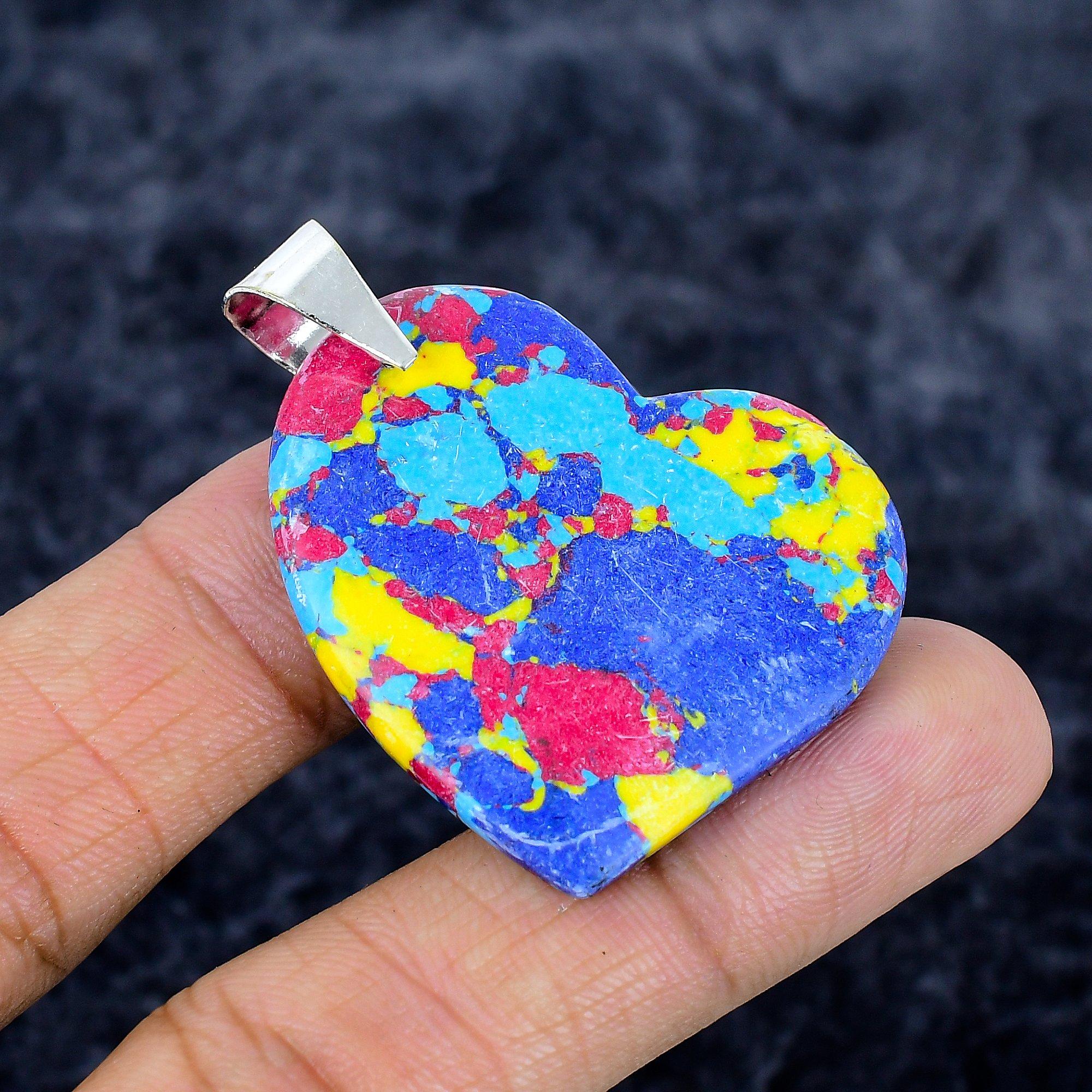 

Mosaic Jasper Gemstone Handmade 925 Sterling Silver Jewelry Pendant 1.85 M-3355