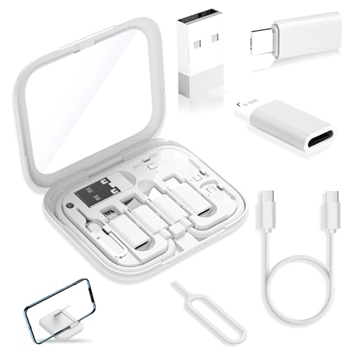 USB-C Travel Adapter Kit for IPhone, Pixel & Galaxy: USB-A to C, Micro-USB to C, Type-C to Lightning, Short USB-C Cable, OTG, Mirror Case
