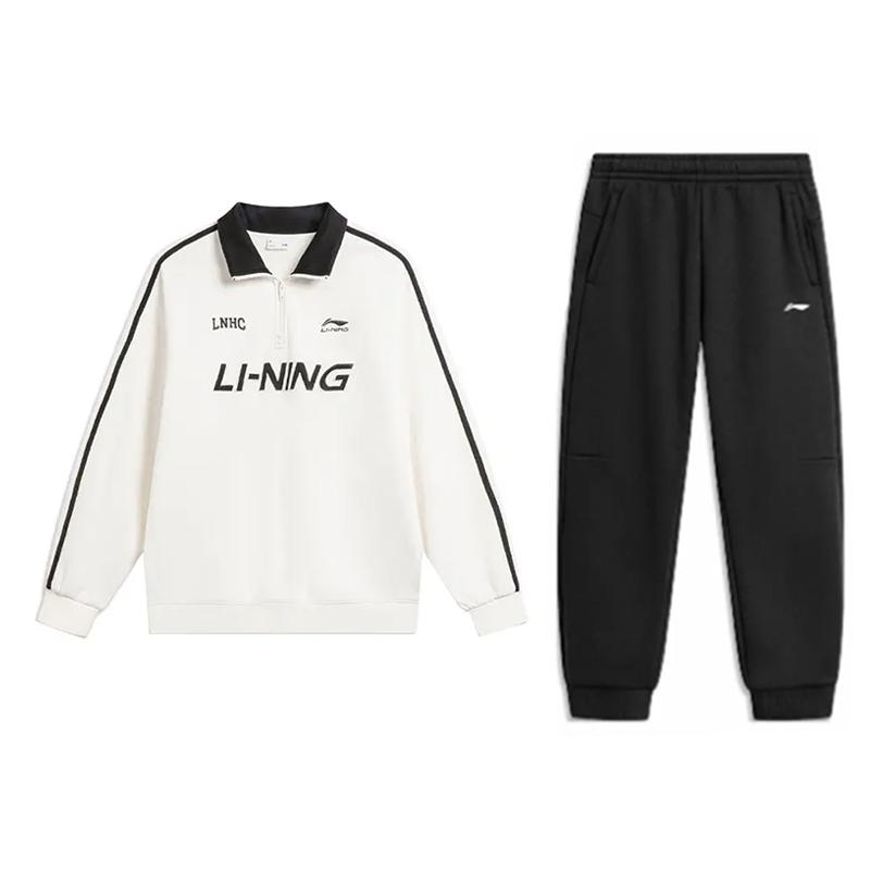 

Li-Ning Retro Trendy Fashion Versatile Half-Zip Polo Neck Pullover Long Sleeve Sweatshirt Casual Sports Set Unisex sweatshirt AWDU919-1-AKL73-6 S