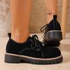 Vintage Black Oxford Shoes Women Plus Size 43 Thick Bottom Lace Up Shoes Woman Spring Non Slip Platform Casual Shoes Female