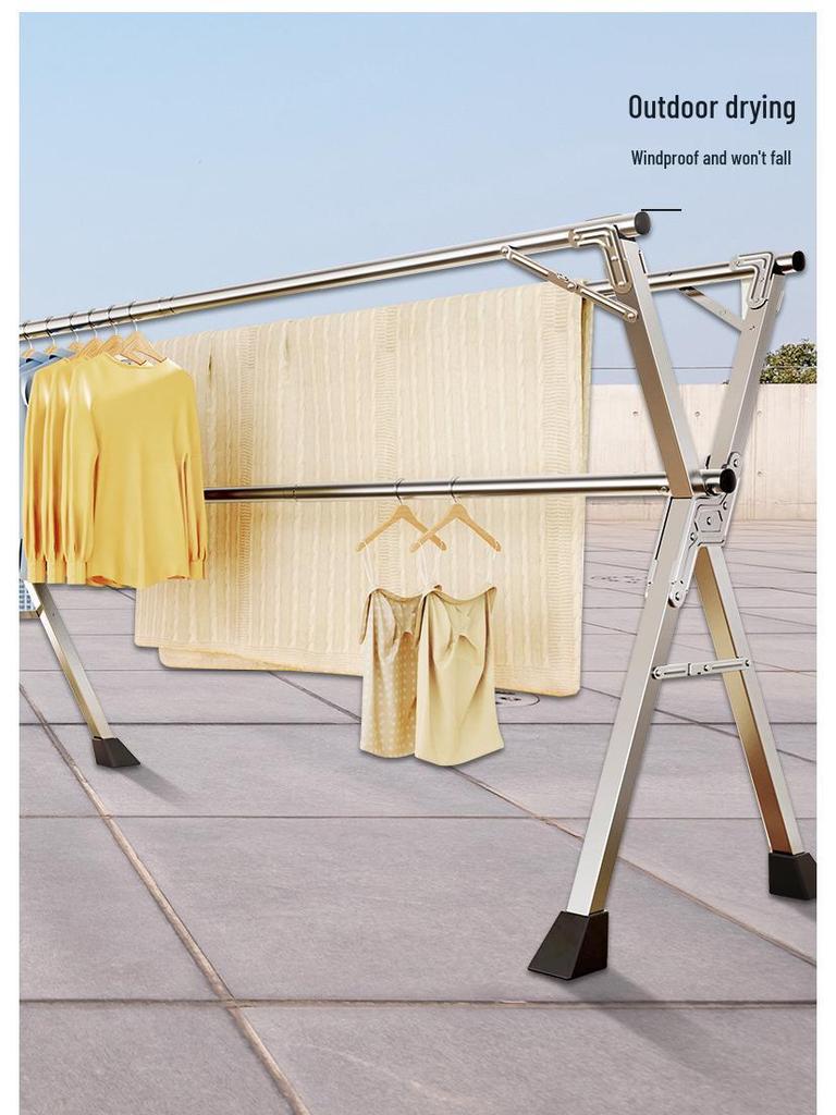 201 Stainless Steel X-Type Telescopic Clothes Drying Rack, Indoor Floor-Standing Model for Household Use