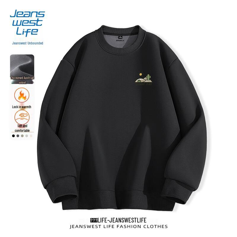 JEANSWEST LIFE Herren Plüschfleece Rundhals-Sweatshirt