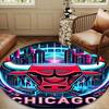 Chicago Neon Cityscape Round Rug for Livingroom,Bedroom, Palyroom, Chair Rug, Area Rug, Circle Carpet, Large Size Decor Fan Christmas Gift