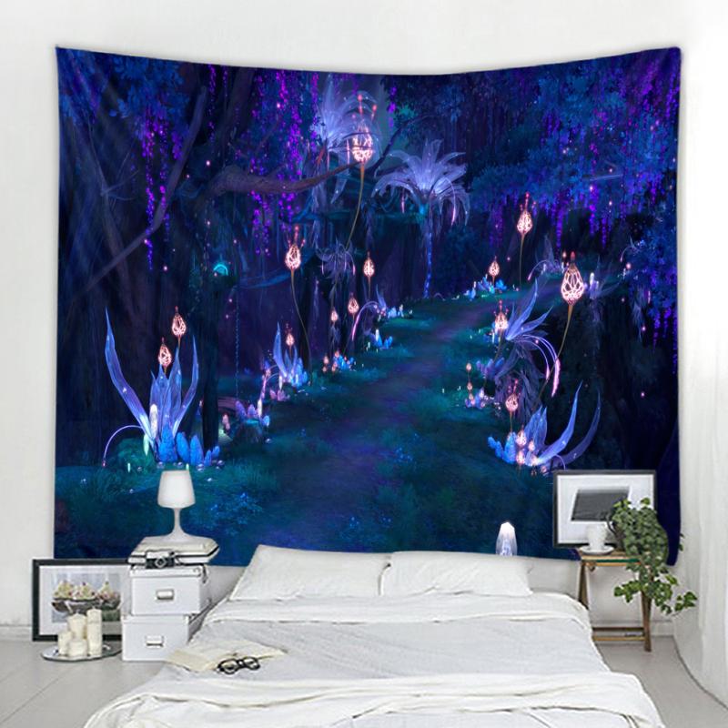 Lantern Tree Tapestry Magic Home Decor Forest Life Tree Tapestry Landscape Wall Hanging Tapestry Living Room Decor