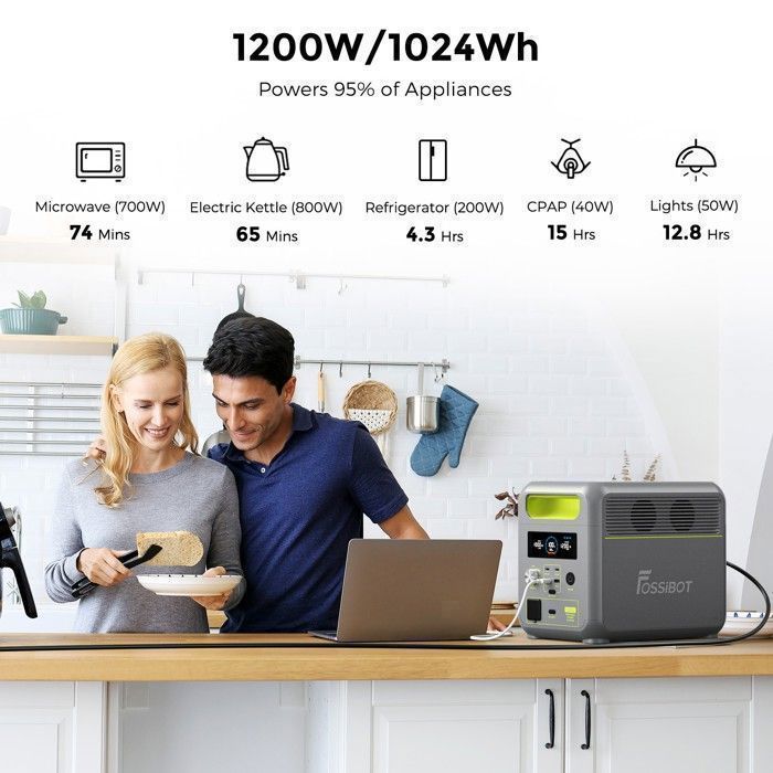 Générateur Électrique Portable - FOSSIBOT - F1200 - 1200W - 1024Wh - Panneau Solaire 200W