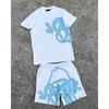 Y2K Men's Gothic 2-Piece Set: Hip Hop Letter Print O-Neck T-Shirt + Drawstring Wide-Leg Shorts