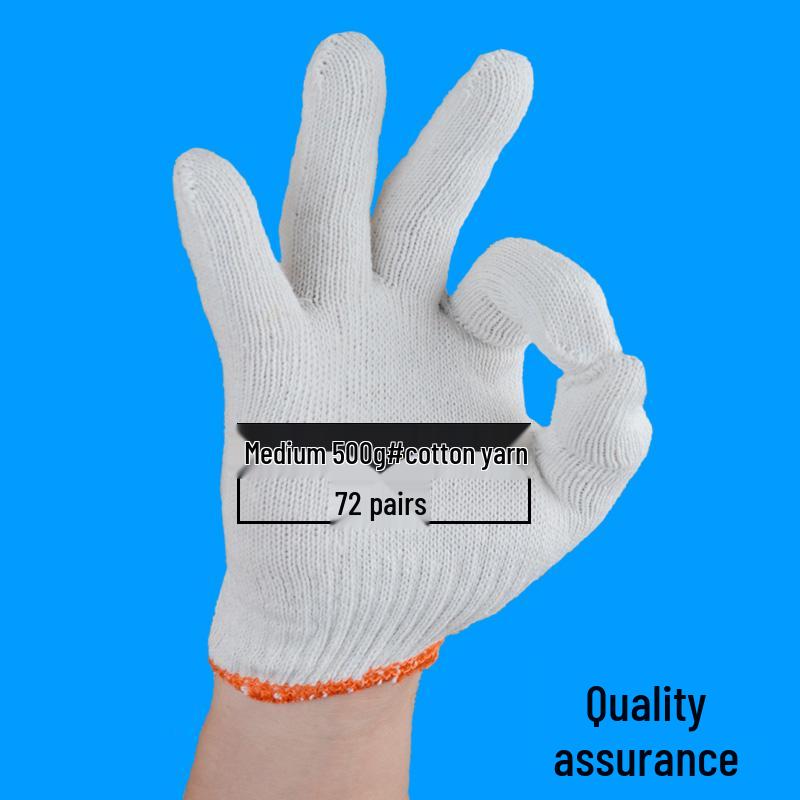 Men's Durable White Cotton Nylon Work Gloves for Construction