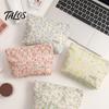 Daily Skincare Organizer Floral Cotton Makeup Bag, Large Capacity Travel Toiletry Bag with Multi Girlfriend Gift Compartments, Cute Cosmetic