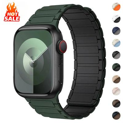 Magnetic Loop For Apple Watch Series 10 46mm Strap 44mm 45mm 38mm 42mm 41mm Belt Silicone Bracelet iWatch Ultra 2 49mm 9 8 7 6 5 9 Se 40mm Band