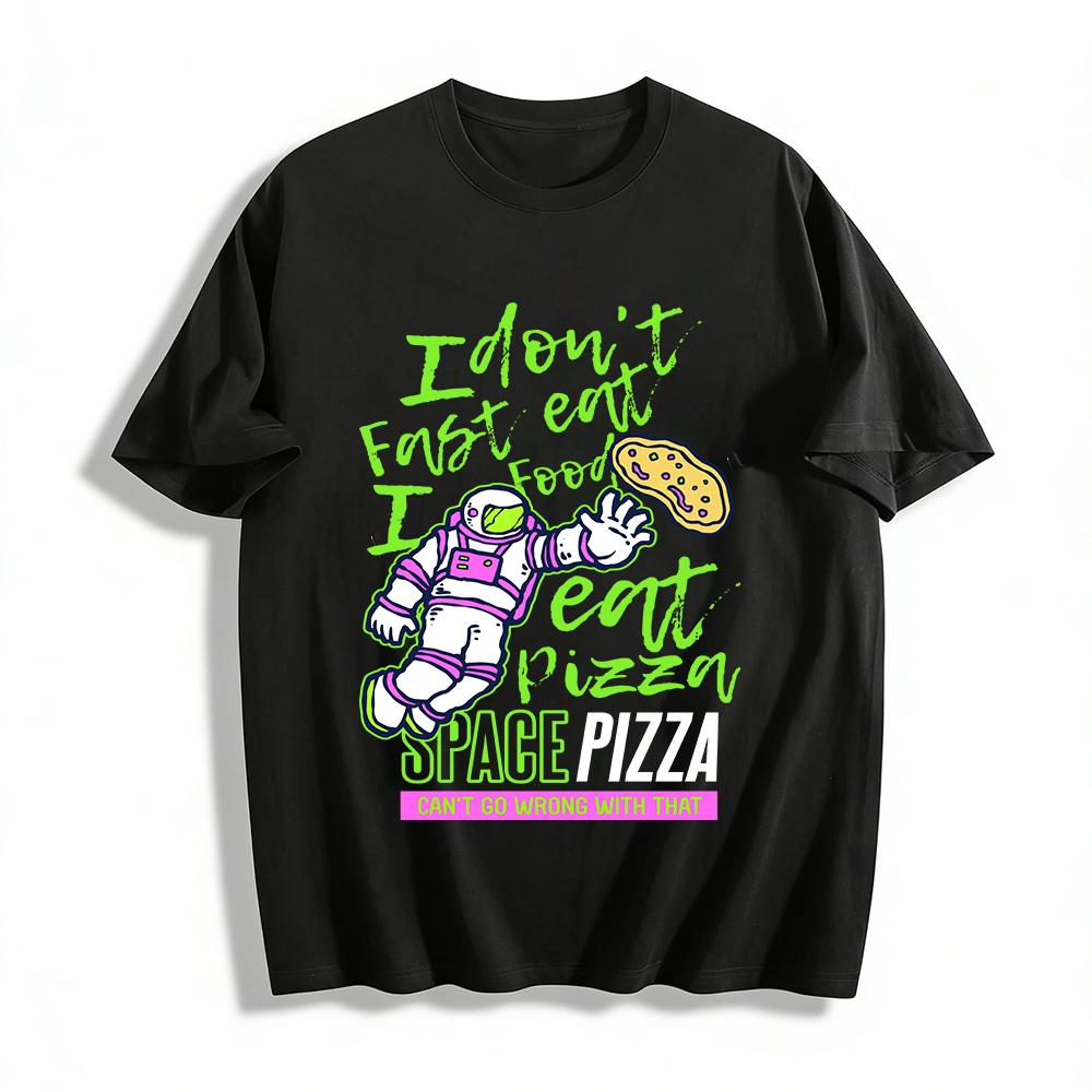 

Funny Astronaut Eat Pizza Print Casual Unisex Short Sleeve T-Shirt Pure cotton T-shirt XXS