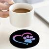 2Pcs Love Paw Print Car Coasters Circular Universal Drink Cup Mat Car Interior Decoration Accessories