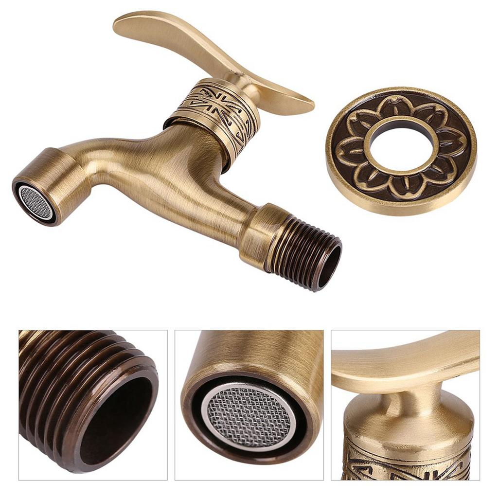 Brass Cold Water Tap for Bathroom, Antique   Wall Mount Laundry Faucet with G1/2 Thrd, Sy Install with Accessories, Grt for Home Washing NaM