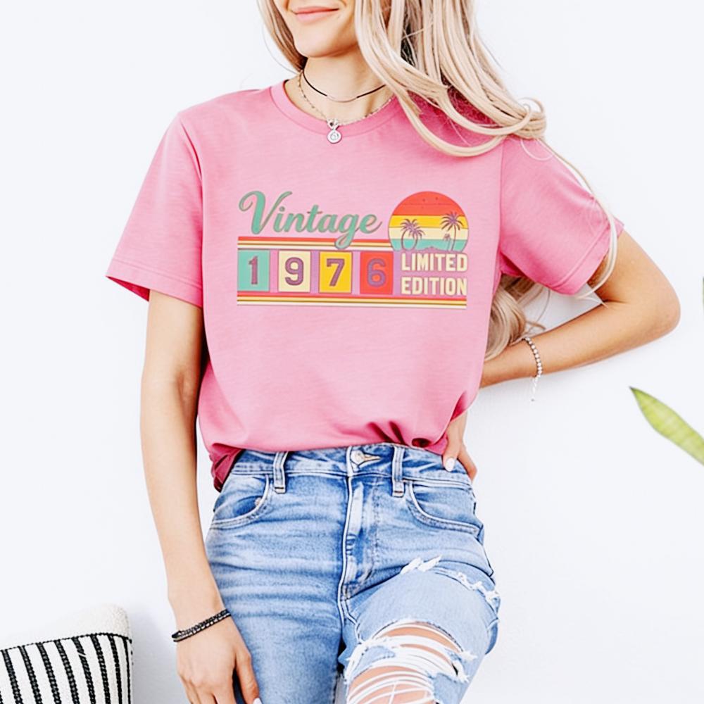 Vintage 1976 Limited Edition Birthday T-Shirt Classic Retro Style Graphic Printed Tshirt Men Women Fashion Tops