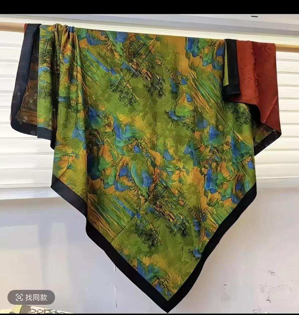 Fragrant Cloud Yarn Spring And Autumn Silk Scarf 140 * 140 Square Scarf Fashionable, Versatile Hangzhou Scarf Printed Scarf Shawl