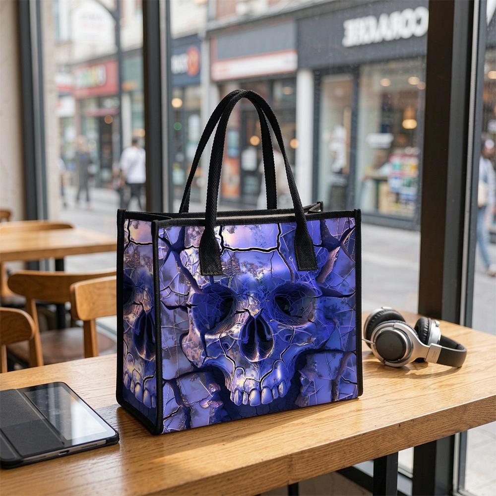 Gothic Skull Pattern Tote Bag Stylish Daily Use Shoulder Bag for Outings