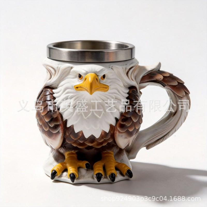 Animal Figurine Mugs Highland Cow Eagle Horse Wolf Resin Decor Gift Home Office