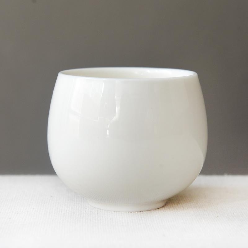 Large White Porcelain Tea Cup Gongfu Lohan Style Ceramic Cup for Single Person Home Office Tea Ceremony Drinking Gift Set