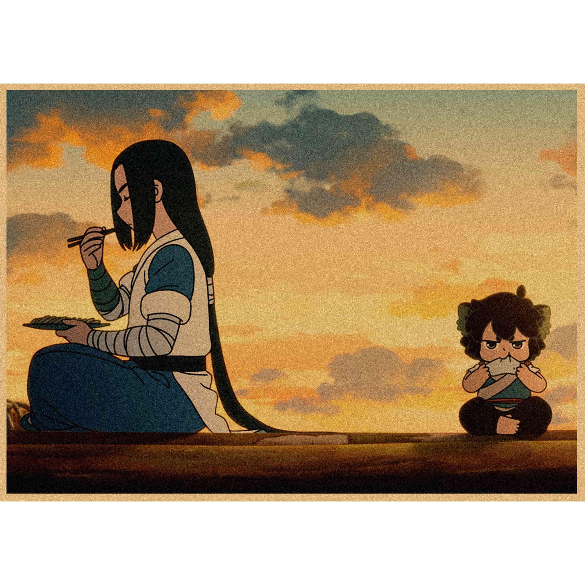 

Luo Xiaohei Anime Poster - Retro Kraft Paper Wall Art for Cafe & Bar Decor 29.7X42cm(A3 size）