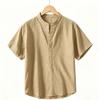 2025 Summer Men's Linen Henley Collar Lightweight Breathable Short-Sleeved Shirt