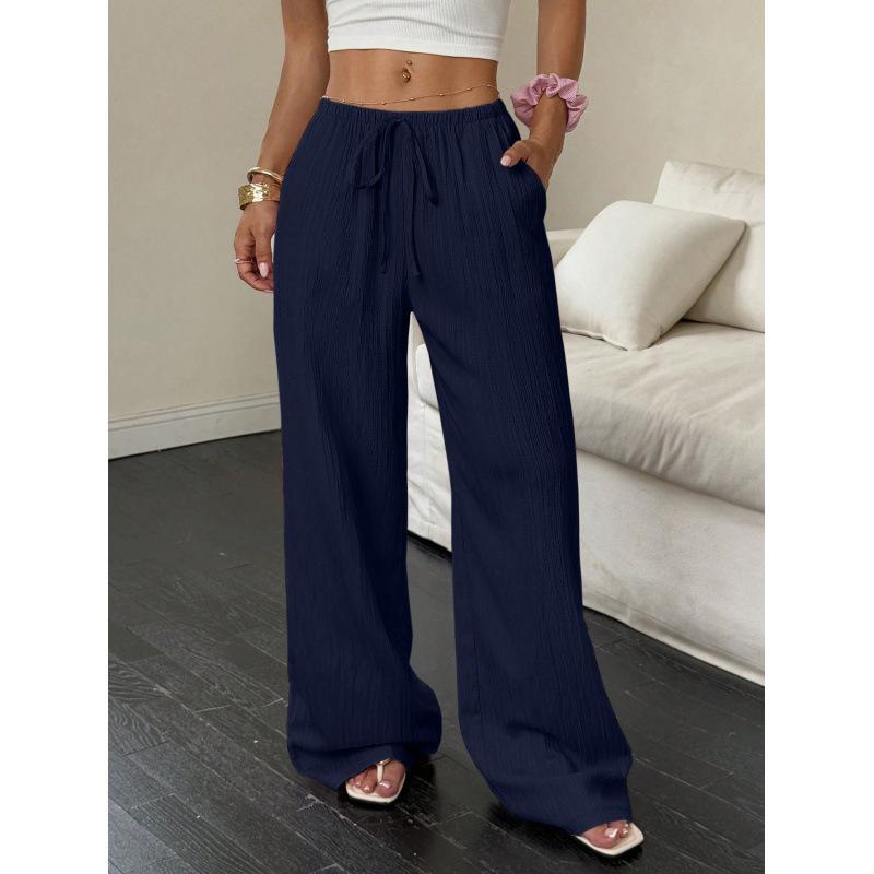 VEZFAA Damenmode, lässig, einfarbig, bedruckt, hohe Taille, Hosen, Hosen und Caprihosen