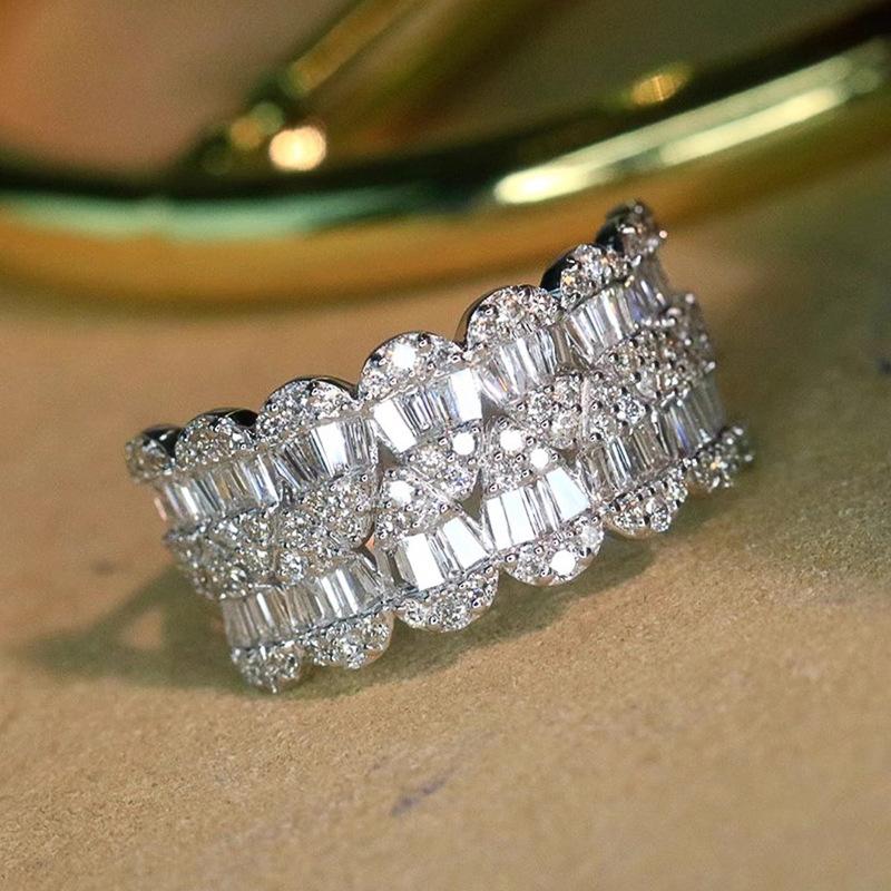 Metal Water Drop Arrangement Combination Ring, Light Luxury Exquisite Geometric Jewelry Ring