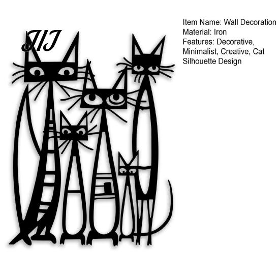 Decorative Cat Art for Bedroom Metal Cartoon Wall Decor Living Room Bedroom, Creative Unique Lover Gifts Silhouette Sculpture, Minimalist Animal