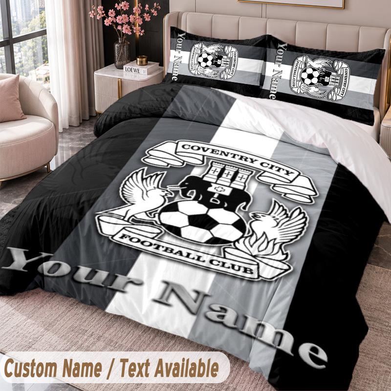 Coventry City FC Printed Bedding Set Custom Name Text 1 Duvet Cover 2 Pillowcases For Bedroom