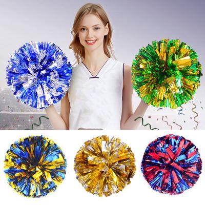 Pompony do cheerleadingu z uchwytem Drużyna cheerleaderek Energiczne pompony Metaliczna folia Ręka do cheerleadingu
