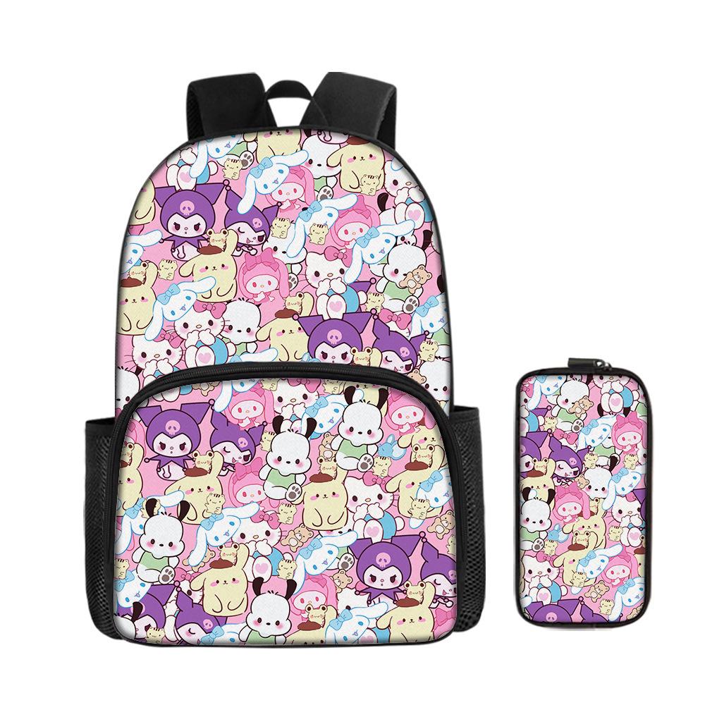 Cartoon Animation Backpack Student Backpack Full Print Backpack Portable Stationery Box Two-Piece Set