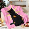 Starburst Black Cat Winter Summer Flannel Blanket Throw Fleece Soft Fuzzy Plush Cozy Fleece Blankets for Sofa Ideal Gifts