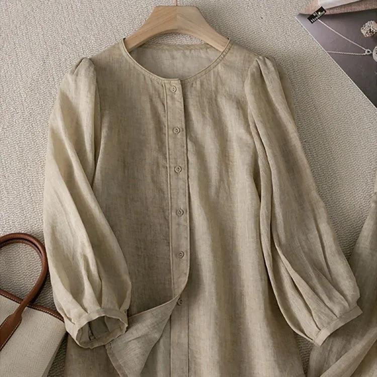 Women's Spring and Summer Temperament Elegant Set Round Neck Long Sleeve Top + Long Half-body Skirt Two Piece Set