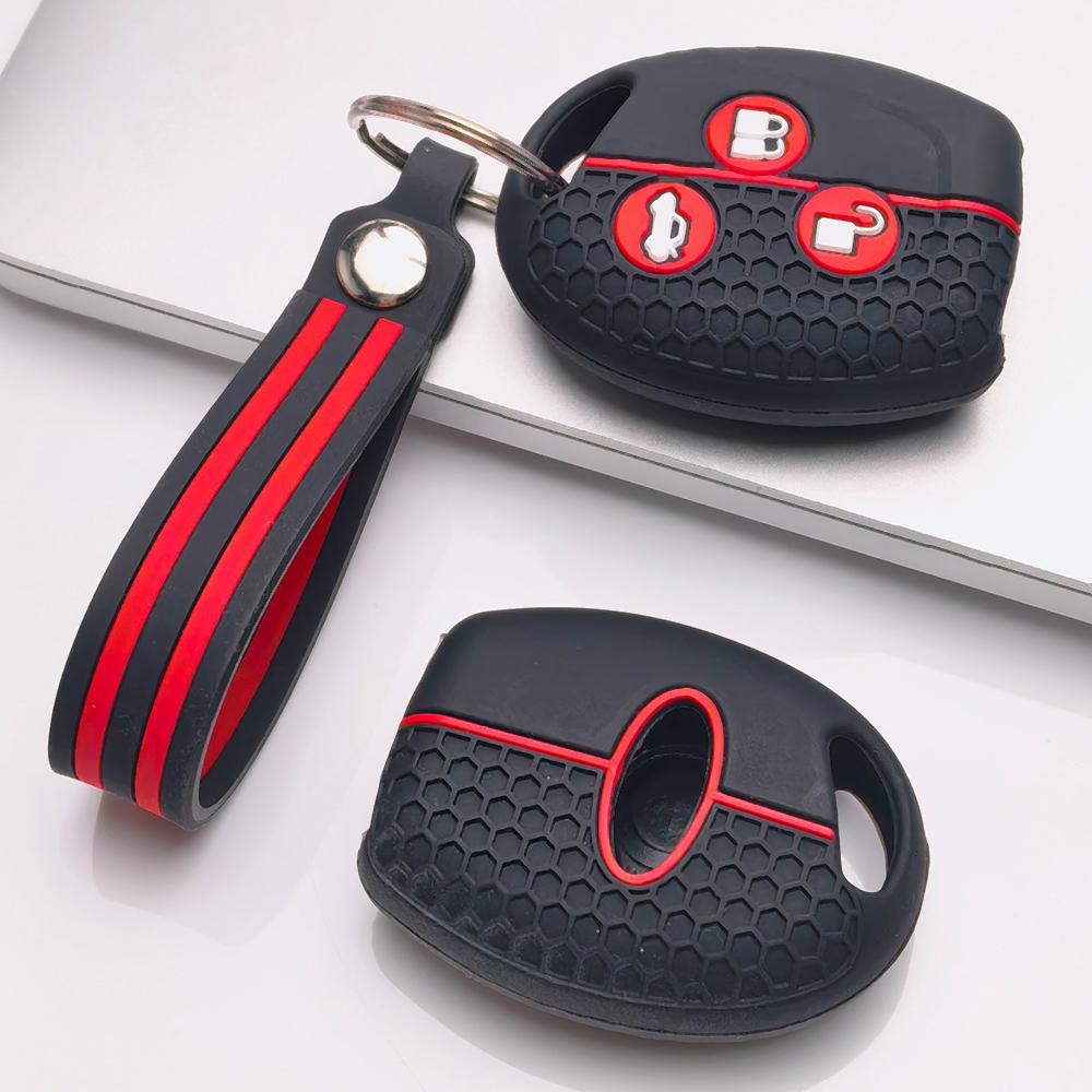 Key Case Cover for Ford Focus C-Max Mondeo Fiesta MK3 MK4 MK5 MK7 with Keychain Anti-Scratch Surface Shockproof Structure Soft Grip Texture