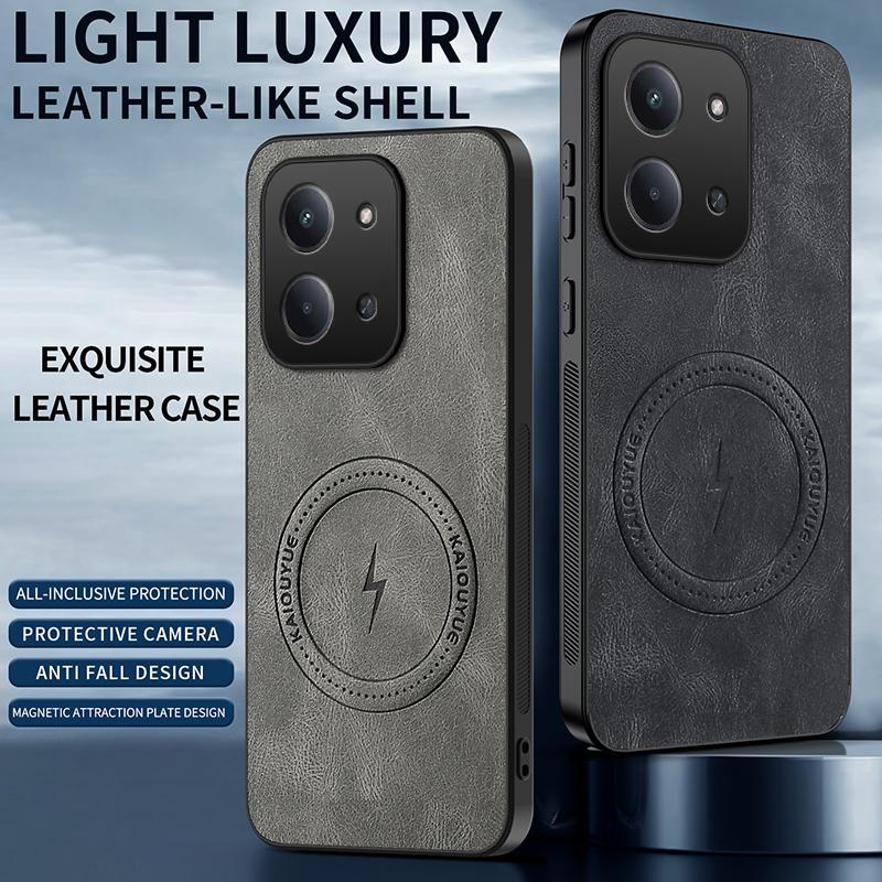 Dla Redmi 15C 171MM Globalne Etui Luksusowa Skóra PU Osłona Magnetyczna Magsafe Ochronna Tylna Pokrywa Dla Redmi 15C 173mm EU Obudowa Telefonu