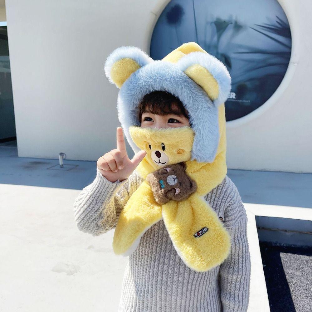 Thick Warm Children Plush Hat Ear Protection Cartoon Hat New Kids Winter Cap