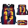 Set Zaino Scolastico per Bambini a Tema Messi con Borsa a Tracolla Astuccio per Studenti Elementari