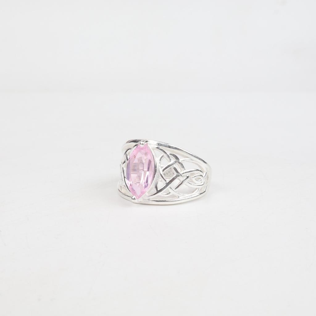 Rare Morganite Gemstone 925 Sterling Silver Statement Jewelry Ring Gift For Her CZR-3-2