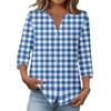 Blusa casual da donna elegante a righe e quadretti stampati