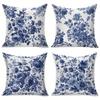 Blue White Chinoiserie Pillow Covers, Vintage Peony Double-Sided Printed Throw Pillow Cases, Classic Home Decor Cushion Covers