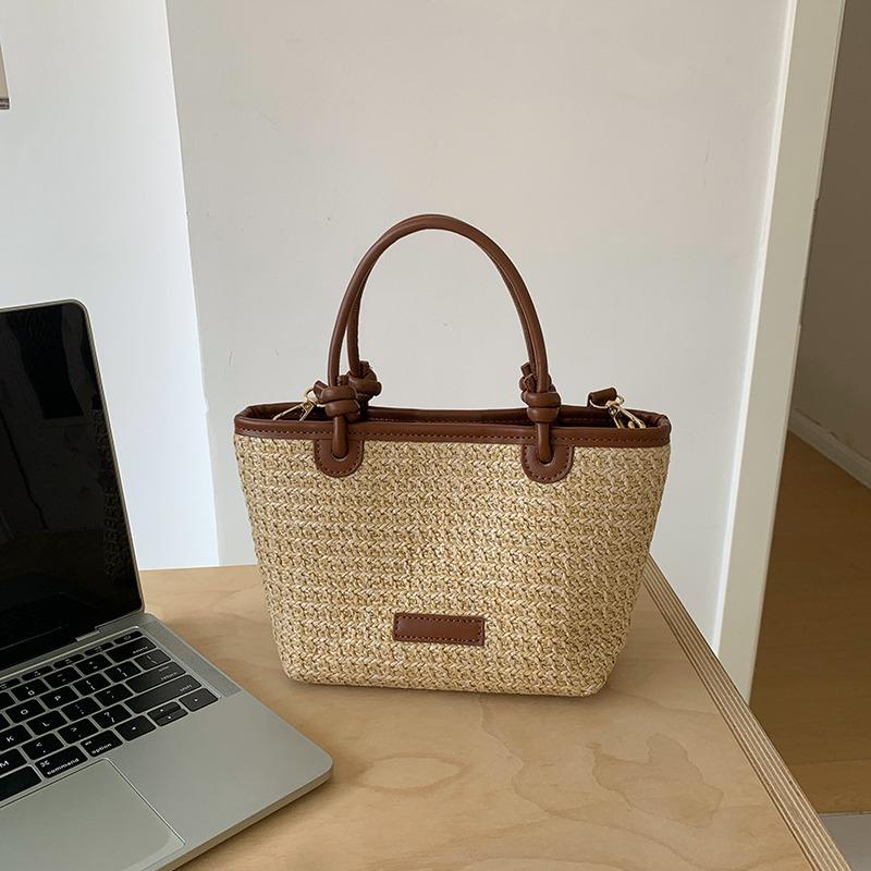 Summer Vacation Beach Straw Woven Bag Handheld Crossbody Bag New Style Fashionable Rope Knotted Vegetable Basket Bag Woven Bag
