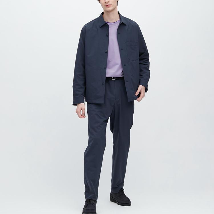 UNIQLO Solid Color Casual Loose Jacket Men jackets Dark-Blue 459530-68