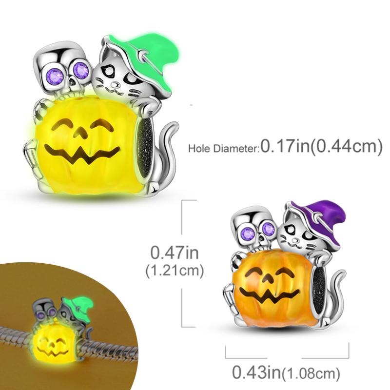 New Halloween Pumpkin Skull Witch Charm Bead Copper Fit Original Charms Bracelet Pendants Halloween Gift Diy
