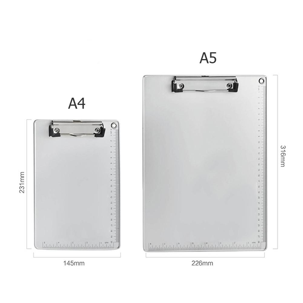 Aluminum Alloy Antislip File Hardboard Portable Writing Board with Centimeter Scales Silvery Simple Creative Stationery Supplies