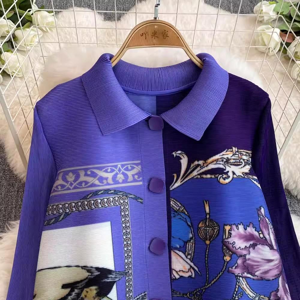 Autumn Fashion Miyake Draped Shirt Dresses Women Colorblock Single Breasted Loose Oversized Folds Pleated Party Vestidos