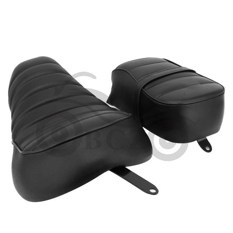 Harley XL883/1200 Front & Rear Seat Cushions with Front Seat Bag (Black, 2016-2021)
