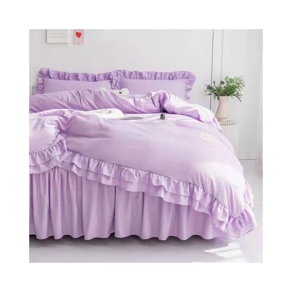 Single Duvet Cover 3-Piece Set: Cute, ruffled, princess-style design. Includes single duvet cover,